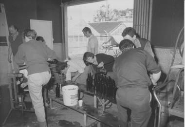 Photograph - Black and white print, Staff Wine Bottling, Unknown