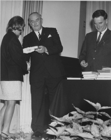 Photograph - Black and white print, Information Branch Victorian Department of Agriculture, Prize Giving, 1975