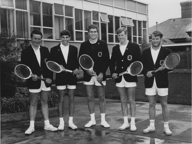 Photograph - Black and white print, Tennis Team, 1968