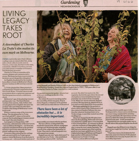 Newspaper, Living Legacy Takes Root, 2019