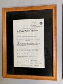 Certificate (item) - Associate Diploma in Horticulture, Australian Council on Awards in Advanced Education, Certificate of National Registration, 09.08.2023