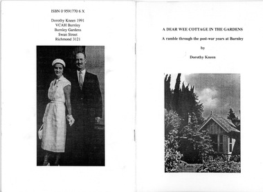 Booklet, Dorothy Kneen, A Dear Wee Cottage in the Gardens, 1991