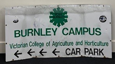Sign - Campus Sign, Victorian College of Agriculture and Horticulture, Burnley Campus Victorian College of Agriculture and Horticulture Car Park, 1983-1996
