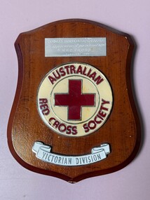 Award - Shield, Australian Red Cross Society, Australian Red Cross appreciation award to Burnley Horticultural College 1985, C. 1980