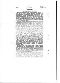 Document, Archibald George Campbell (obituary and brief biography), 1954, 2023