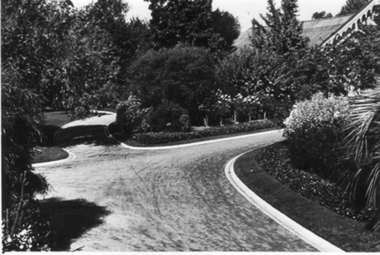 Photograph - Black and white photograph, E.M. Gibson, Garden View with Pavilion, March/April 1942