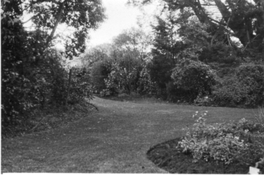Photograph - Black and white photograph, E.M. Gibson, Garden View, Early 1940's