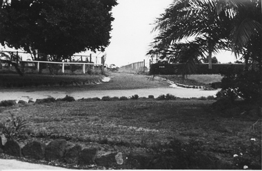 Photograph - Black and white photograph, E.M. Gibson, Entrance to Burnley Gardens, March 1943