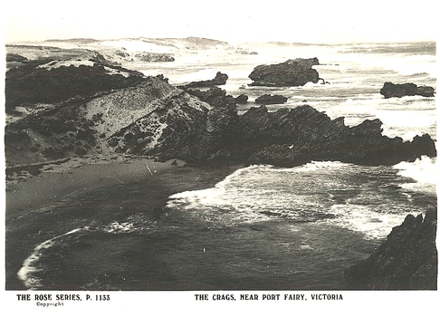 Craggy outcrops and restless seas backdrop of sand dunes