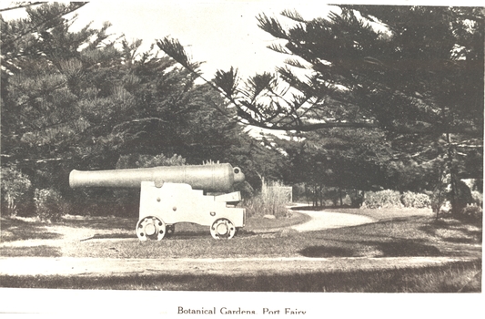 Cannon on carriage situated in the Botanical Gardens
