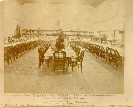 Australian Natives Association Conference Dinner setting 1899