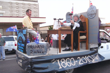 Robert and Victor on float commemorating 150 years of Court house in New Years Eve parade