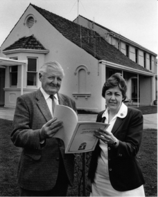 John Brophy and Ellie Feeney on the driveway of the Port Fairy hospital