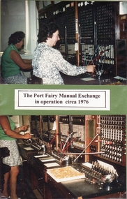 Two females working on the desk of the Port Fairy Telephone Exchange in 1976