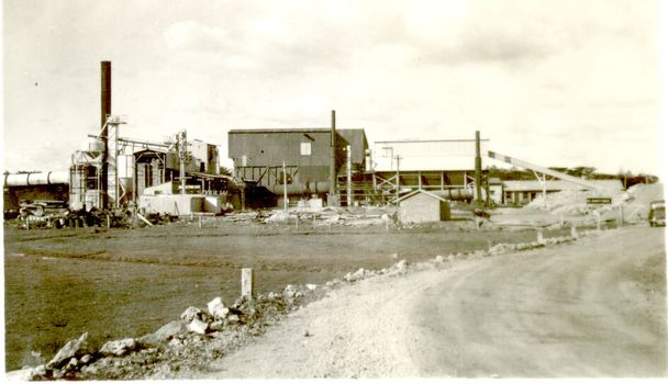 Large building housing machinery for making cement