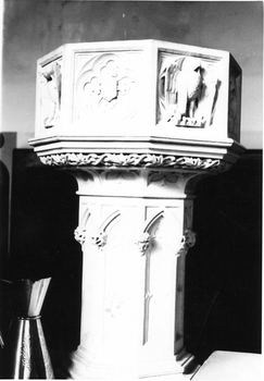 White marble font in St John’s church