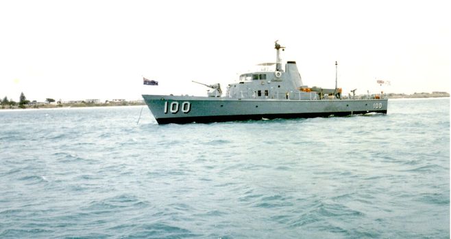 Ship moored in Port Fairy bay