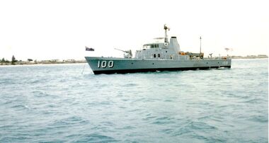 Ship moored in Port Fairy bay