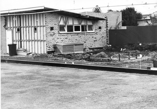 Extensions Pt Fairy Bowls Club Foundations dug to right of main building. Bricks removed from facade