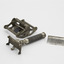 Three parts of the razor, double sided blade holder, razor handle and safety cover for blade