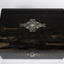 Sewing boxed closed displaying the shell inlaid design on the top