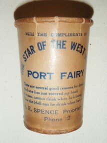 Waxed cardboard advertising cup from the Star of the West