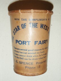 Waxed cardboard advertising cup from the Star of the West