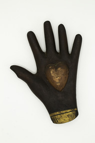 Carved Wooden hand Used in ritual of a lodge, 