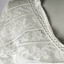 Detail of neckline showing lace,embroidery and frill