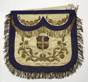 Ceremonial apron used by members of a lodge usually a Grand master