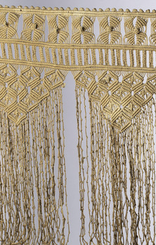 Detail of macrame knots that are used to make the mantelpiece edging