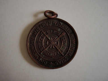 Reverse side of a copper medal for Royal Life Saving Society