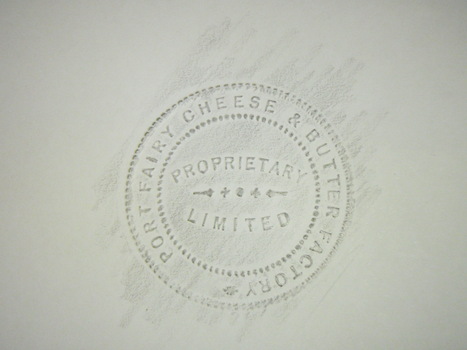 Imprint of port Fairy Butter Factory seal 