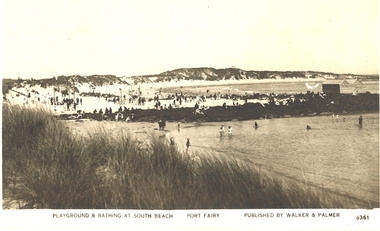 Postcard, Walker and Palmer, Playground and bathing - South Beach, 1920's