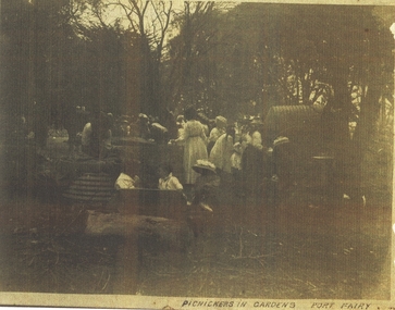 Ladies serving tea in the botanical Gardens