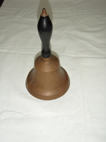 Plain brass hand bell with black painted wooden handle