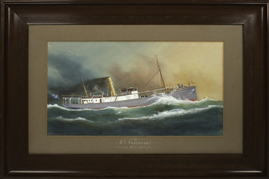 Painting of F.I.Endeavour  with a black wooden frame