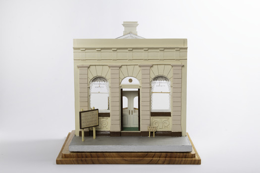 Facade of model of museum in Bank Street
