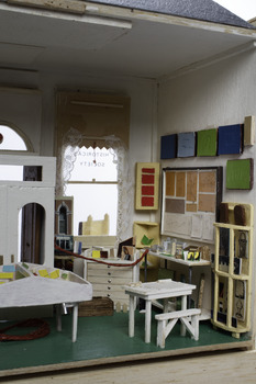 Detail of inside of model of museum in Bank Street