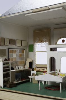 Detail of inside of model of museum in Bank Street