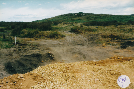 Large hill with track leading to the left  during construction