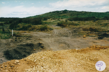 Large hill with track leading to the left  during construction
