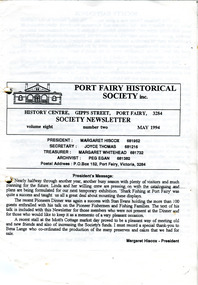 Newsletter of Port Fairy Historical Society eight pages