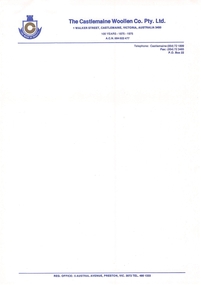 Document, Castlemaine Woollen Co. Letterhead