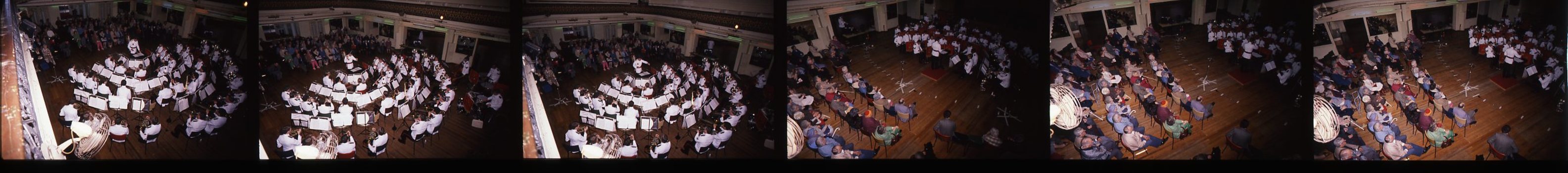Choir and band members crowd in Ormond Hall for rehearsals