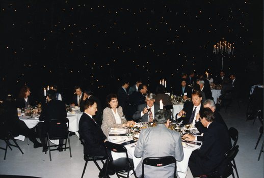 People seated around tables in Studio 1 at Channel 9 