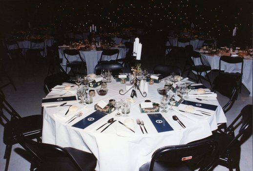 View of empty table settings prior to event start