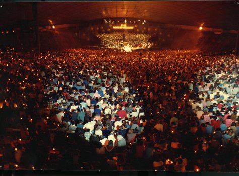 Spotlight on the audience at Carols used on front cover of 1980 program