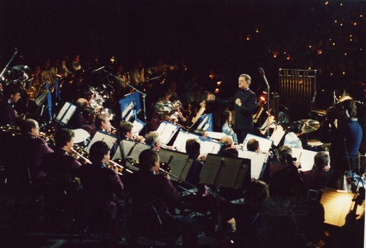 Salvation Army band with view to bandmaster