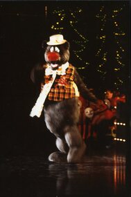 Humphrey B Bear dancing across stage